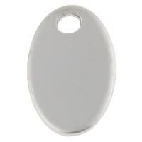 ROSTFRITT STÅL Tag, Flat Oval, handgjord polerad, laserritare & Anpassad, ursprungliga färgen, 12x19x1mm, Hål:Ca 2.5mm, 50PC/Bag, Säljs av Bag