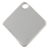 Stainless Steel Tag, Rhombus, håndlavet poleret, laseren mønster & Tilpasset, oprindelige farve, 22x25x1mm, Hole:Ca. 2.5mm, 50pc'er/Bag, Solgt af Bag