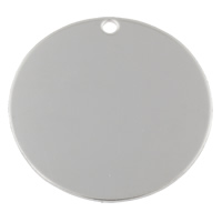 Stainless Steel Tag Flat Round hand polished laser pattern & Customized original color Approx 2.5mm Sold By Bag