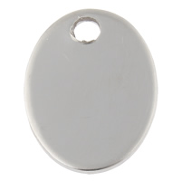 Stainless Steel Tag Charm Flat Oval hand polished laser pattern & Customized original color Approx 2.5mm Sold By Bag