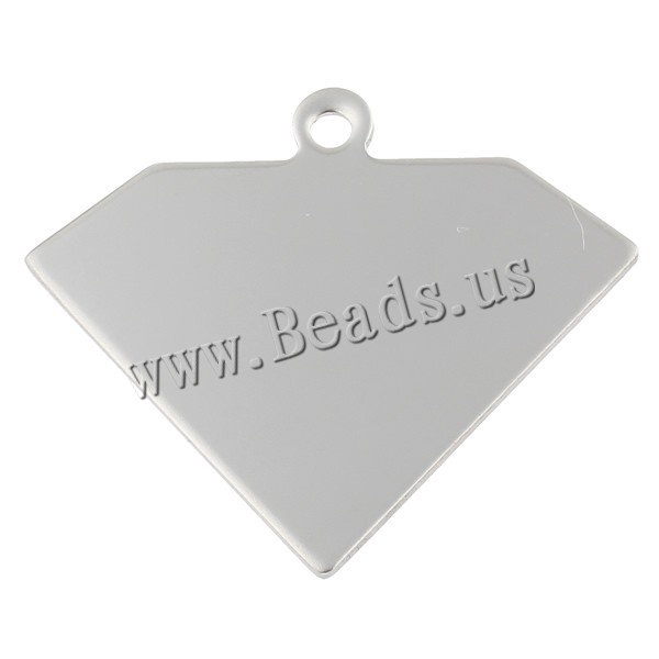 Stainless Steel Tag, Diamant, håndlavet poleret, laseren mønster & Tilpasset, oprindelige farve, 44x39x1mm, Hole:Ca. 2.5mm, 50pc'er/Bag, Solgt af Bag