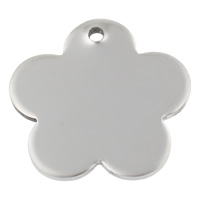 acciaio inox Tag, Fiore, handmade lucido, modello del laser & Personalizzato, colore originale, 28x27x1mm, Foro:Appross. 2mm, 50PC/borsa, Venduto da borsa