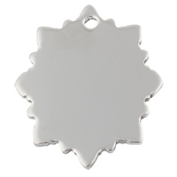 acier inoxydable pendentif d'étiquette, fleur, main polie, motif laser & Personnalisé, couleur originale, 33x40x1mm, Trou:Environ 2.5mm, 50PC/sac, Vendu par sac