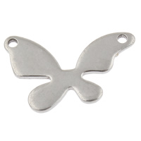 Rustfrit stål Connector, Stainless Steel, Butterfly, håndlavet poleret, 1/1 løkke, oprindelige farve, 18x11x1mm, Hole:Ca. 1mm, 100pc'er/Bag, Solgt af Bag