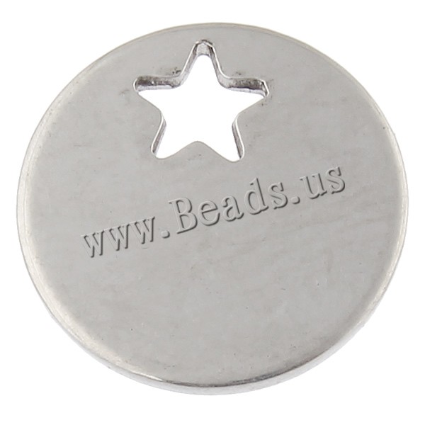 acciaio inox Tag, Cerchio piatto, handmade lucido, modello del laser & Personalizzato, colore originale, 13x13x1mm, Foro:Appross. 2x2mm, 50PC/borsa, Venduto da borsa