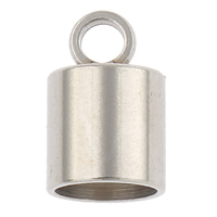 Rozsdamentes acél zárósapka, Stainless Steel, Oszlop, az eredeti szín, 7x11mm, Lyuk:Kb 2mm, 5.5-6mm, 100PC-k/Bag, Által értékesített Bag