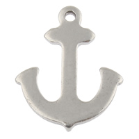 Rostfritt stål Smycken Hängen, ROSTFRITT STÅL, Anchor, nautiska mönster, ursprungliga färgen, 13x16x1mm, Hål:Ca 1mm, 100PC/Bag, Säljs av Bag