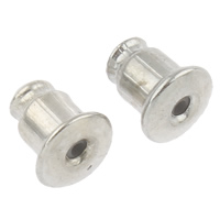 Roestvrij staal Vat Bullet Style Ear Moer, oorspronkelijke kleur, 5x6mm, Gat:Ca 1mm, 500paren/Bag, Verkocht door Bag