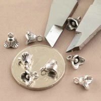 An Téalainn Sterling Silver Pendants, Flower, 6x7.70mm, Poll:Thart 1.5mm, 70ríomhairí pearsanta/Lot, Díolta De réir Lot