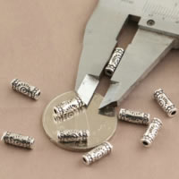 Ταϊλάνδη Sterling Silver Beads, Στήλη, 4x10mm, Τρύπα:Περίπου 1.3mm, 50PCs/Παρτίδα, Sold Με Παρτίδα