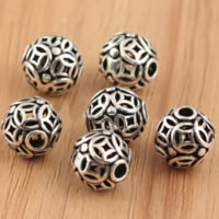 Bali Sterling Silber Perlen, Thailand, rund, hohl, 9mm, Bohrung:ca. 2mm, 25PCs/Menge, verkauft von Menge