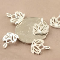 925 Sterling Silver siogairlín, Leaf, log, 12x14x1.40mm, Poll:Thart 2.4mm, 40ríomhairí pearsanta/Lot, Díolta De réir Lot