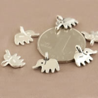 925 Sterling Silber Anhänger, Elephant, plattiert, keine, 14x11.50x1.60mm, Bohrung:ca. 2.4mm, 40PCs/Menge, verkauft von Menge