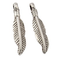 Zinc Alloy Feather Pendants antique silver color plated nickel lead & cadmium free Approx 2mm Approx Sold By KG