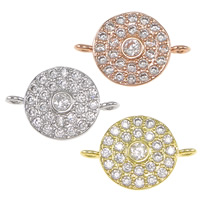 Cubic Zirconia Micro Pave Brass Connector Flat Round plated micro pave cubic zirconia & 1/1 loop nickel lead & cadmium free Approx 1mm Sold By Lot