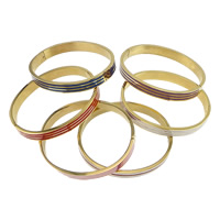 acier inoxydable bracelet ordinaire, Placage de couleur d'or, émail, plus de couleurs à choisir, 8mm, Diamètre intérieur:Environ 63x53mm, Longueur Environ 7 pouce, 10PC/lot, Vendu par lot