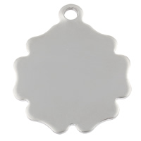 acier inoxydable pendentif d'étiquette, fleur, main polie, motif laser & Personnalisé, couleur originale, 28x33x1mm, Trou:Environ 2.5mm, 50PC/sac, Vendu par sac