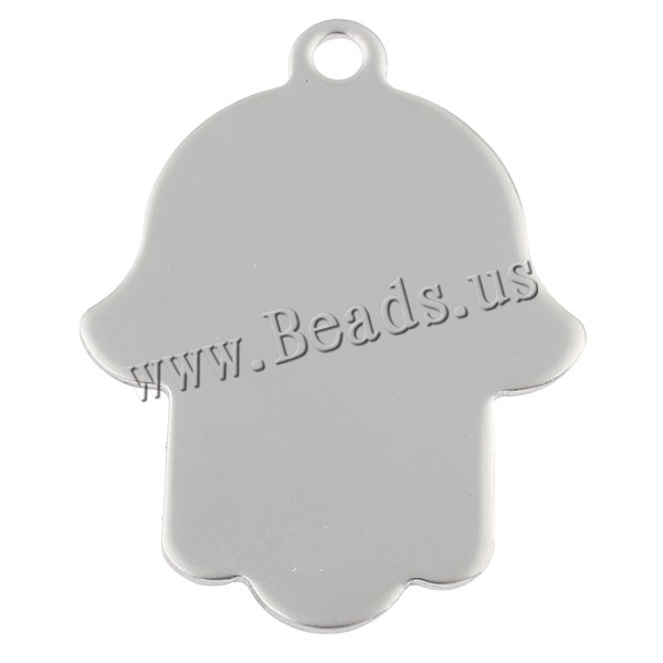 acciaio inox Tag, Hamsa, handmade lucido, Monili ebrei & modello del laser & Personalizzato, colore originale, 30x39x1mm, Foro:Appross. 3mm, 50PC/borsa, Venduto da borsa