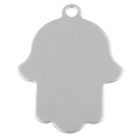 acciaio inox Tag, Hamsa, handmade lucido, Monili ebrei & modello del laser & Personalizzato, colore originale, 30x39x1mm, Foro:Appross. 3mm, 50PC/borsa, Venduto da borsa