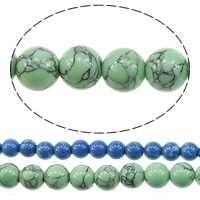 Perles turquoises, turquoise synthétique, Rond, normes différentes pour le choix, plus de couleurs à choisir, Trou:Environ 1mm, Longueur Environ 16 pouce, Vendu par lot