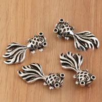 Bali Sterling Silver Pendants, Tailandia, peixe-dourado, vazio, 12.40x25mm, Buraco:Aprox 1.8mm, 15PCs/Lot, vendido por Lot