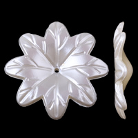 ABS Pearl plaisteach Bead Cap, Flower, bán, 38x36x7mm, Poll:Thart 1.5mm, 205ríomhairí pearsanta/Mála, Díolta De réir Mála