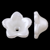 ABS plastikas pearl Karoliukas Cap, Gėlė, baltas, 12x12x6mm, Skylė:Apytiksliai 1mm, Apytiksliai 1250kompiuteriai/Krepšys, Pardavė Krepšys