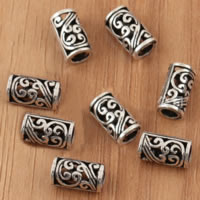 Ταϊλάνδη Sterling Silver Beads, Στήλη, κοίλος, 5x9.70mm, Τρύπα:Περίπου 3.1mm, 50PCs/Παρτίδα, Sold Με Παρτίδα