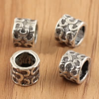 Thailand Sterling Silver European Pärlor, Kolonn, med blommönster & utan troll, 7.50x6mm, Hål:Ca 5mm, 30PC/Lot, Säljs av Lot