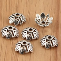 Thailand Sterling Zilver Kraal Caps, Thailand Sterling Silver, Bloem, hol, 9x3.70mm, Gat:Ca 1.9mm, 100pC's/Lot, Verkocht door Lot