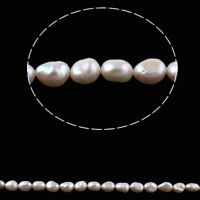 Barock odlad sötvattenspärla pärlor, Freshwater Pearl, naturlig, vit, 8-9mm, Hål:Ca 0.8mm, Såld Per Ca 14.5 inch Strand