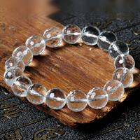 quartz clair bracelet, Rond, naturel, normes différentes pour le choix & facettes, grade AAA, Longueur Environ 7.5 pouce, Vendu par lot