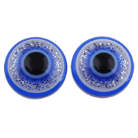 Boze oog Cabochon, Hars, met Plastic Sequin, Rond plat, verschillende grootte voor keus & platte achterkant, blauw, 2Tassen/Lot, 1000pC's/Bag, Verkocht door Lot