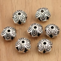 Thailand Sterling Silver Pärlor, Blomma, ihålig, 6x5mm, Hål:Ca 1mm, 60PC/Lot, Säljs av Lot