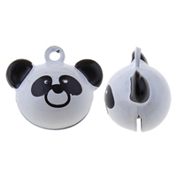 Messing Bell Hanger, Panda, geschilderd, wit en zwart, nikkel, lood en cadmium vrij, 20x18x14mm, Gat:Ca 1.5mm, 50pC's/Bag, Verkocht door Bag