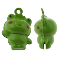 Brass Bell Pendant Frog painted green nickel lead & cadmium free Approx 1.5mm Sold By Bag