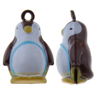 Mässing Bell Hänge, Penguin, målat, nickel, bly och kadmium gratis, 16x23x11mm, Hål:Ca 1.5mm, 50PC/Bag, Säljs av Bag