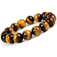 Bracelets naturelles Tiger Eye, oeil de tigre, Rond, normes différentes pour le choix & facettes, Jaune, Vendu par lot