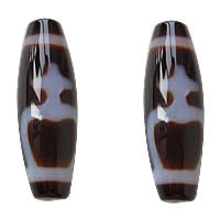 Abalorios Tibetanos Dzi de Ágata, Ágata Tibetana, Óvalo, néctar & 2-tono, Grado AAA, 13x38mm, agujero:aproximado 2mm, Vendido por UD