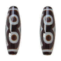 Natürliche Tibetan Achat Dzi Perlen, oval, zweifarbig, Grad AAA, 12x38mm, Bohrung:ca. 2mm, verkauft von PC