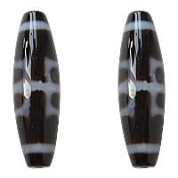 Naturlige tibetanske Agate Dzi Beads, Tibetansk agat, Oval, to tone, Grade AAA, 12x38mm, Hole:Ca. 2mm, Solgt af PC