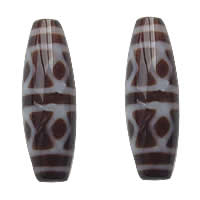 Natuurlijke Tibetaanse Agaat Dzi Beads, Ovaal, two tone, Grade AAA, 12x38mm, Gat:Ca 2mm, Verkocht door PC