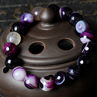 agate lace bracelet, Rond, naturel, normes différentes pour le choix & facettes, violet, Longueur Environ 7.5 pouce, Vendu par lot