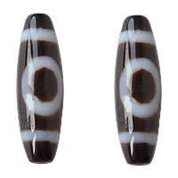 Naturlige tibetanske Agate Dzi Beads, Tibetansk agat, Oval, solen og månen & to tone, Grade AAA, 13x39mm, Hole:Ca. 2mm, Solgt af PC