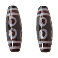 Naturlige tibetanske Agate Dzi Beads, Tibetansk agat, Oval, otte- eyed & to tone, Grade AAA, 13x39mm, Hole:Ca. 2mm, Solgt af PC