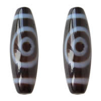 Coirníní Tibéidis dZi Agate Nádúrtha, Agate Tibéidis, Oval, neamh agus talamh aon-eyed & dhá ton, Grád AAA, 13x39mm, Poll:Thart 2mm, Díolta De réir PC