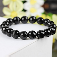 Bracelets en Agate Noir, agate noire, Rond, naturel, normes différentes pour le choix & facettes, année AAAAA, Longueur Environ 7.5 pouce, Vendu par lot