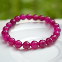 agate rose bracelet, Rond, naturel, normes différentes pour le choix & facettes, Longueur Environ 7.5 pouce, Vendu par lot