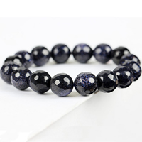 Natuurlijke Blue Goldstone Armbanden, Ronde, verschillende grootte voor keus, Verkocht door Lot