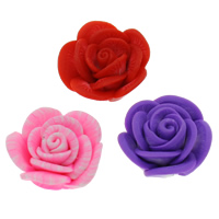 Grânulos de argila de polímero, Flor, feito à mão, tamanho diferente para a escolha, cores misturadas, Buraco:Aprox 1-1.5mm, 100PCs/Bag, vendido por Bag